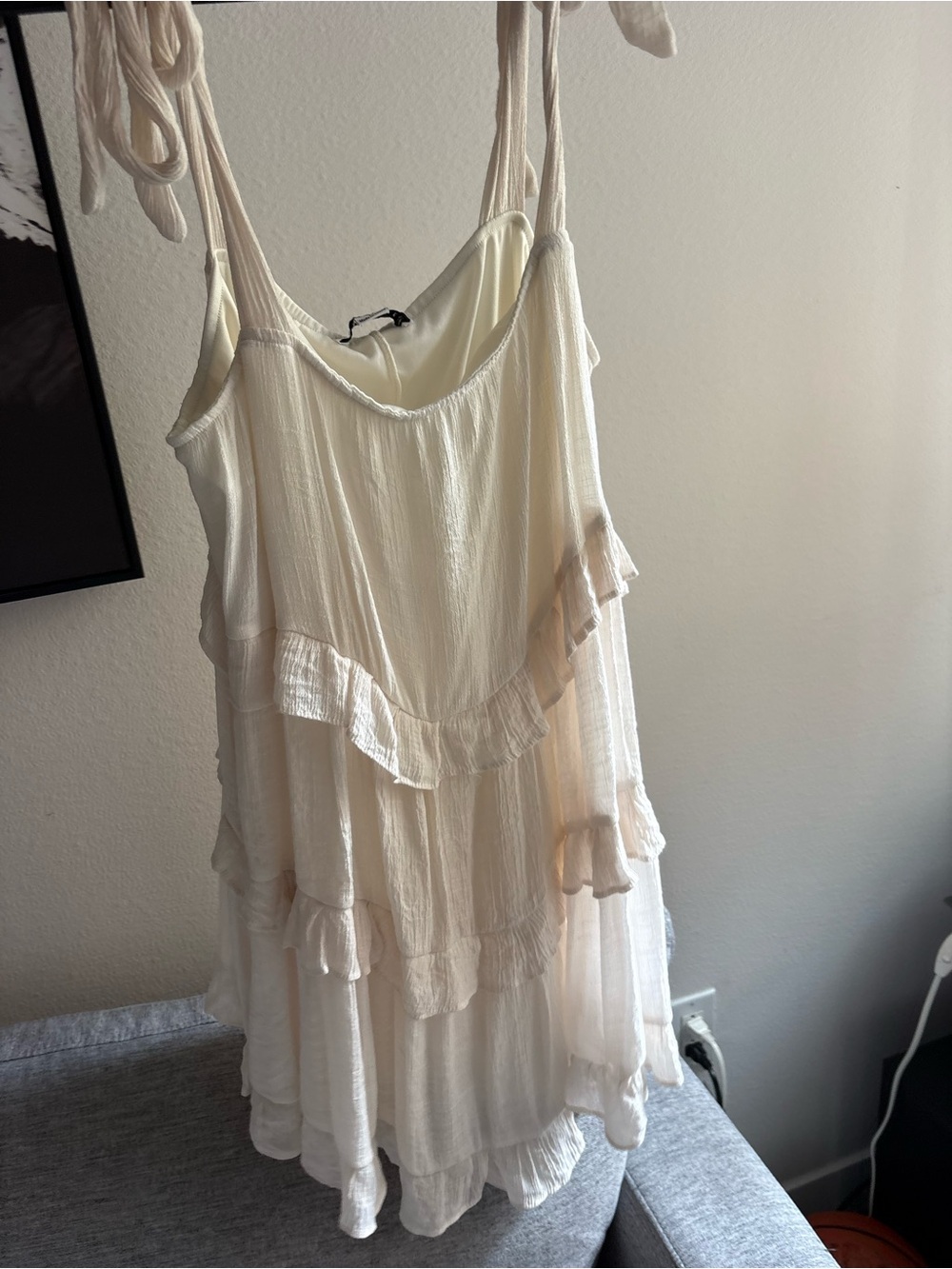 HYFVE Cream Ruffle Tiered Dress